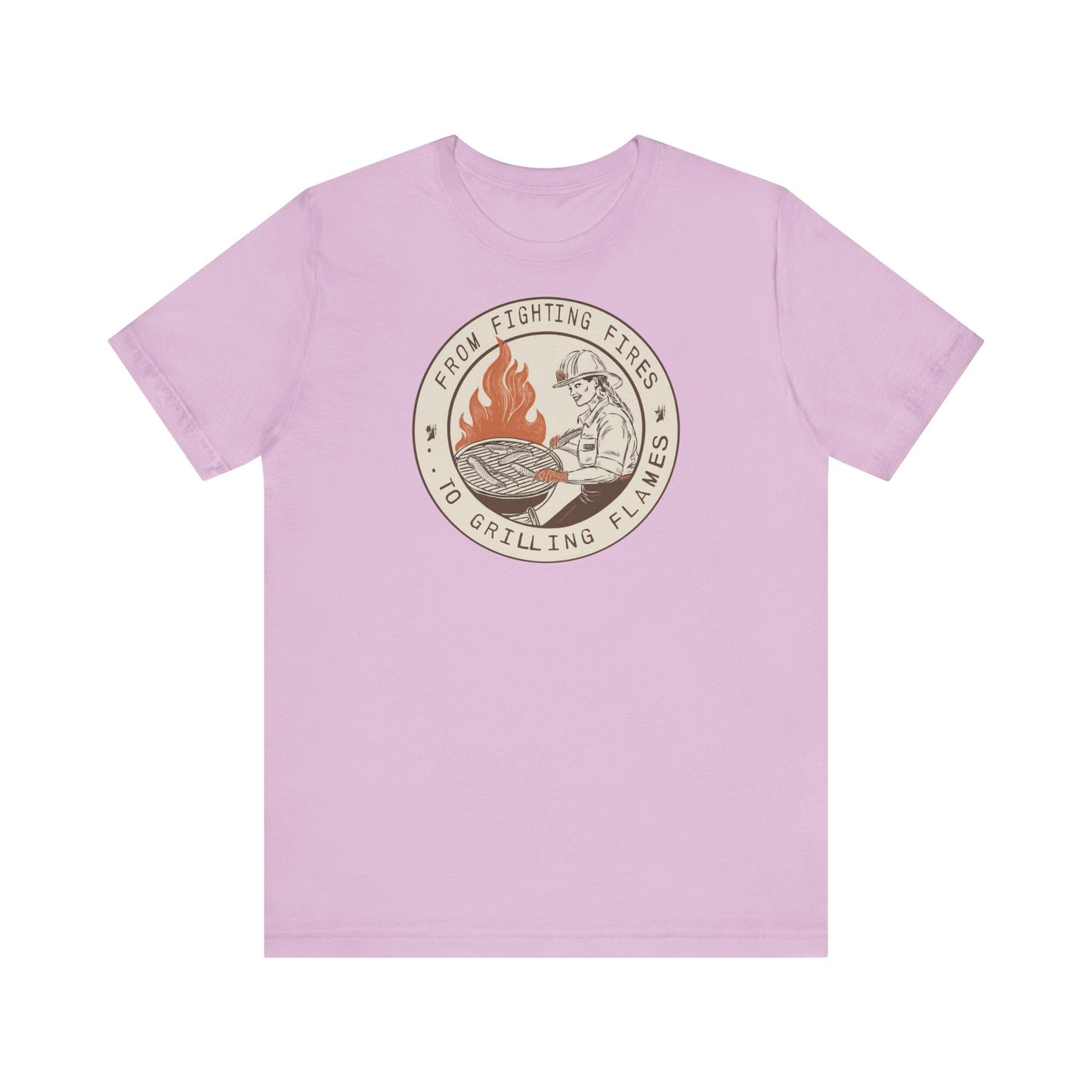 T-shirt à manches courtes Firefighter Grilling – De la lutte contre les incendies aux flammes des grillades
