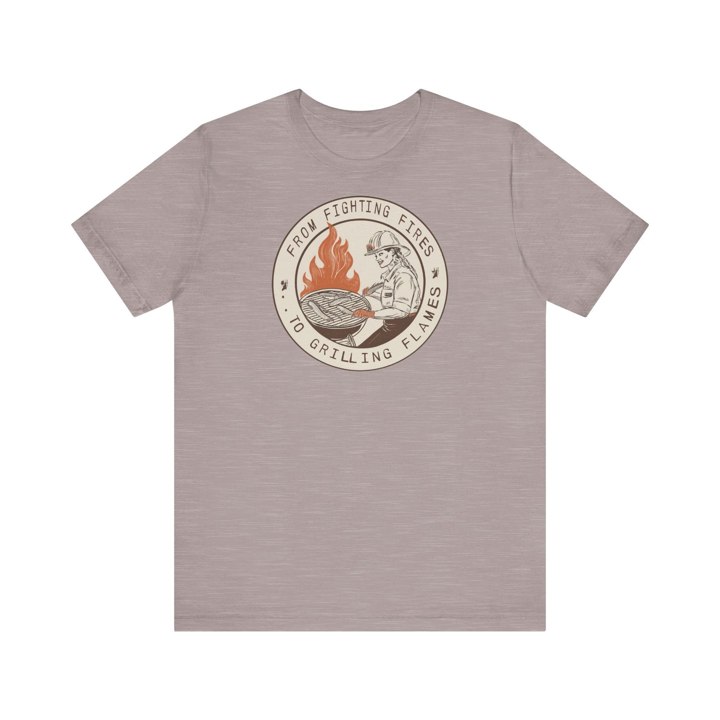 T-shirt à manches courtes Firefighter Grilling – De la lutte contre les incendies aux flammes des grillades