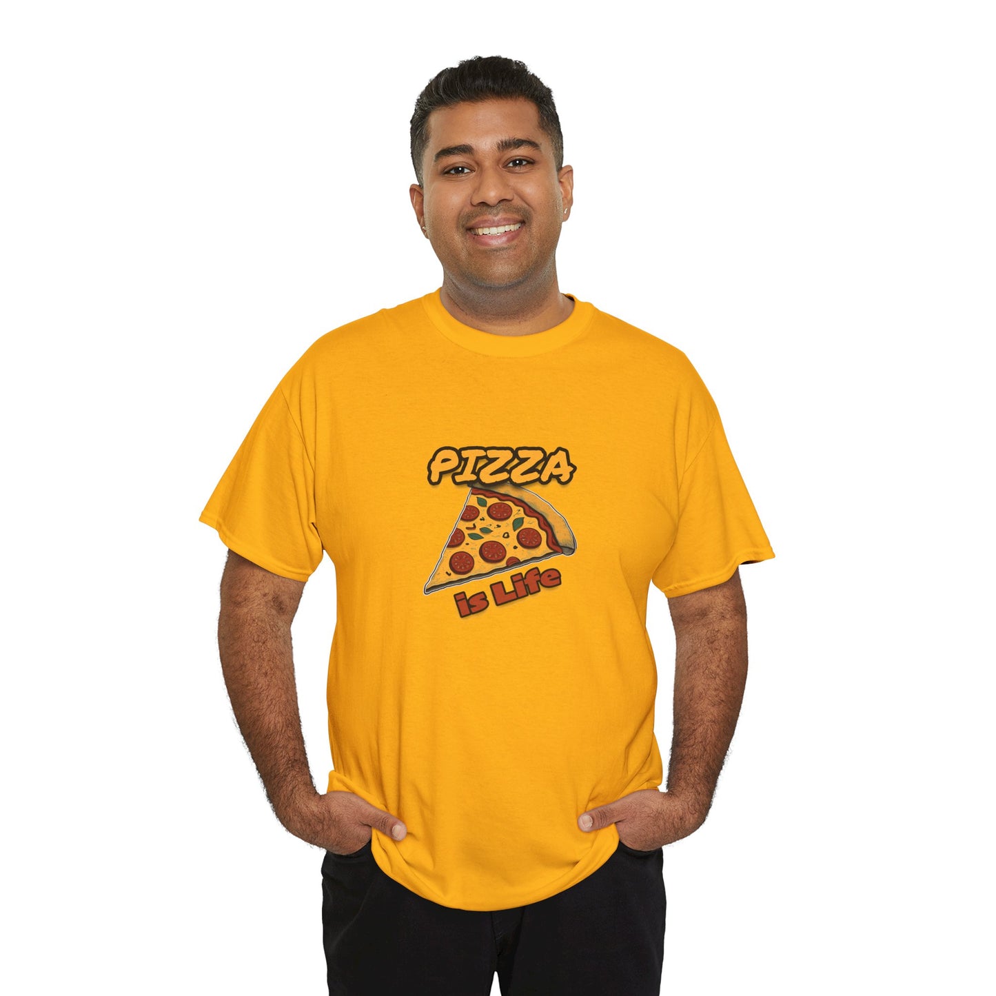 Pizza is Life Unisex-T-Shirt aus schwerer Baumwolle – lustiges und bequemes T-Shirt für Feinschmecker